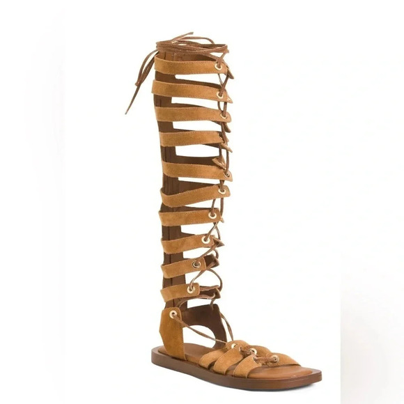 Free  People Suede Sun Chaser Tall Gladiator Sandals Made In Italy NWT E… - Picture 1 of 9
